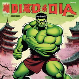 Create a comic book cover titled 'Ninjas of China' featuring an image of Hulk