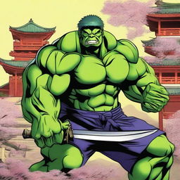 Create a comic book cover titled 'Ninjas of China' featuring an image of Hulk