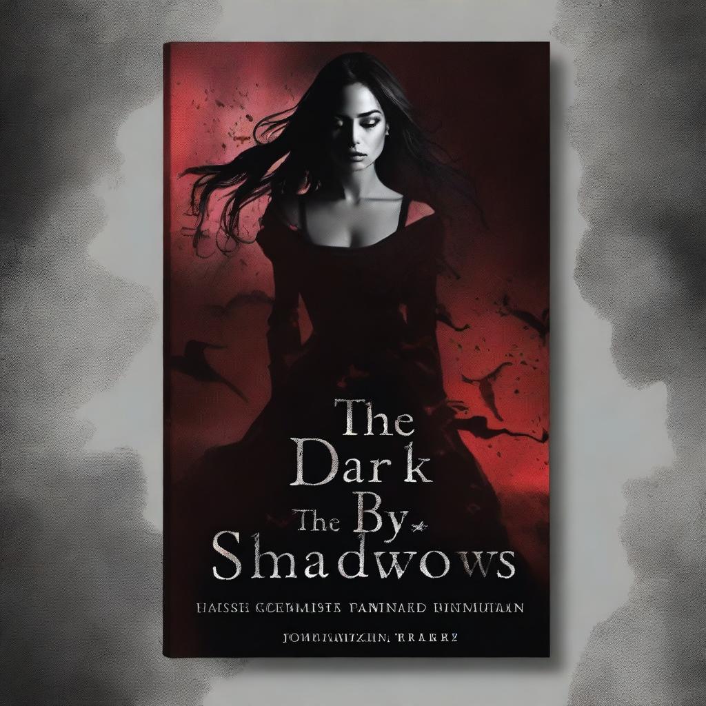 Create an abstract book cover for a dark romance novel titled 'Seduced by the Shadows