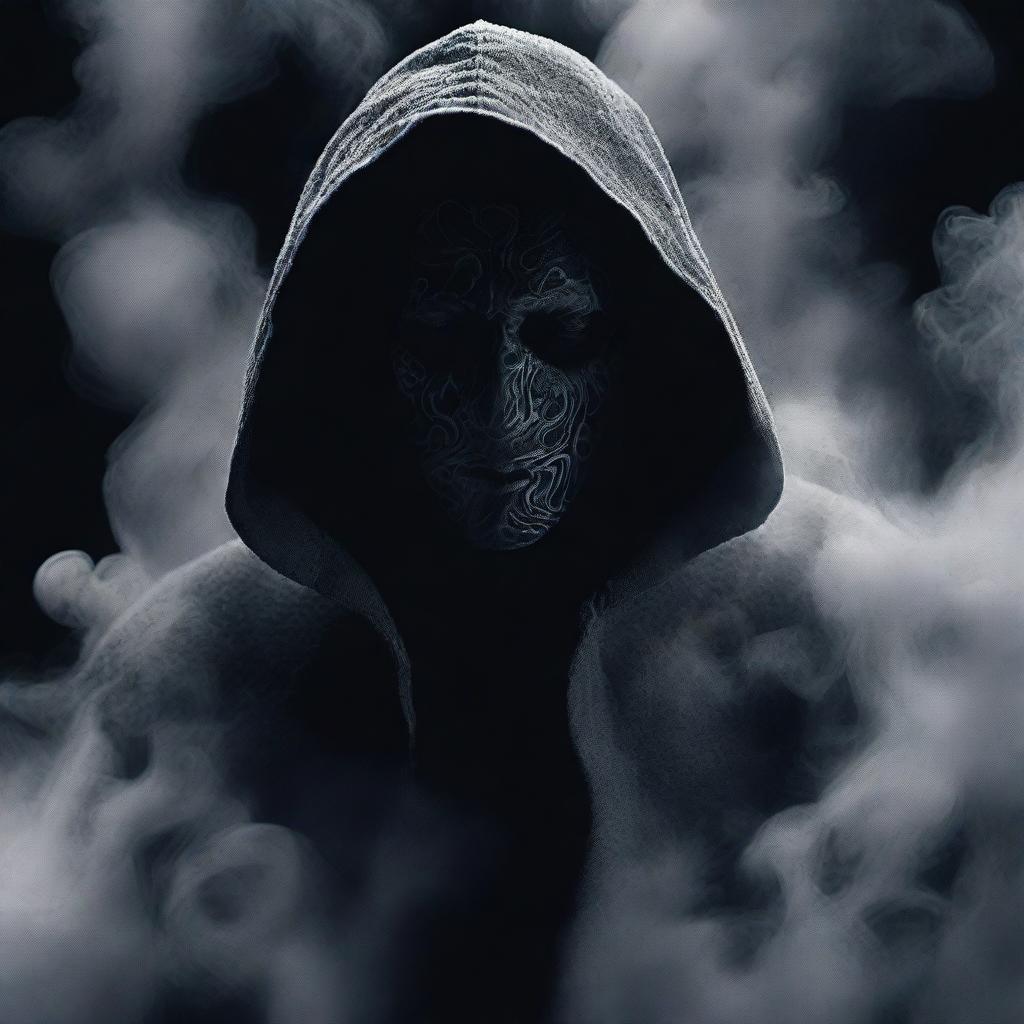 A mysterious murderer covered in smoke, depicted for a movie poster