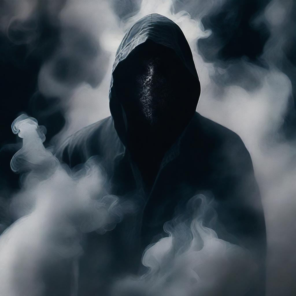 A mysterious murderer covered in smoke, depicted for a movie poster