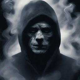 A mysterious murderer covered in smoke, depicted for a movie poster