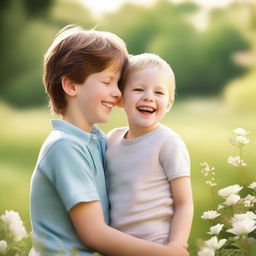 Create an image depicting amazing grace and a boy's happiness