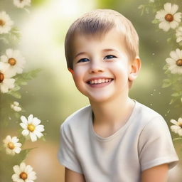 Create an image depicting amazing grace and a boy's happiness