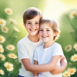 Create an image depicting amazing grace and a boy's happiness