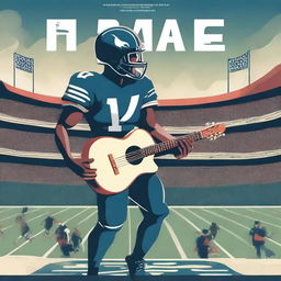 Create a fanfiction book cover that combines themes of music and American football