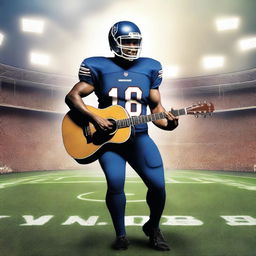 Create a fanfiction book cover that combines themes of music and American football