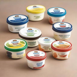 A detailed catalog featuring various types of cream cheese from the brand Dos Pinos