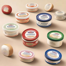 A detailed catalog featuring various types of cream cheese from the brand Dos Pinos