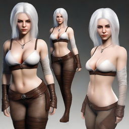 Create an image of Ciri from The Witcher series wearing a skin-tight costume