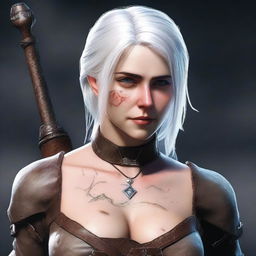 Create an image of Ciri from The Witcher series wearing a skin-tight costume