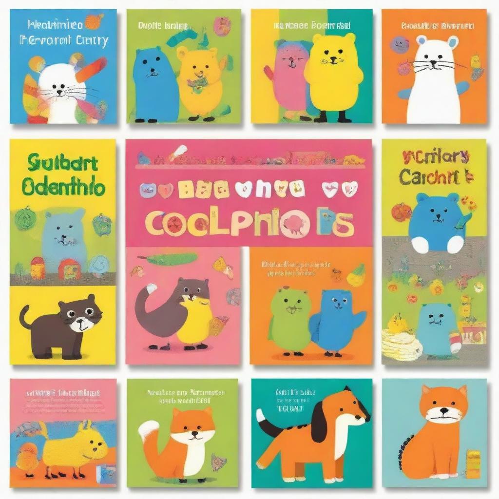 Design a book cover that focuses on teaching children about colors, numbers, and animals