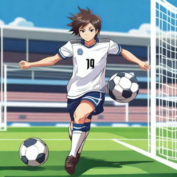 Create an anime-style illustration of a soccer player who is a defender