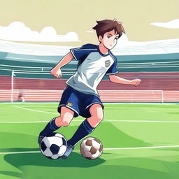 Create an anime-style illustration of a soccer player who is a defender