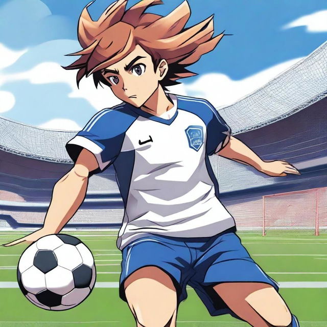 Create an anime-style illustration of a soccer player who is a defender