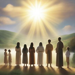 An inspiring and uplifting scene illustrating the grace of God offering salvation to all people