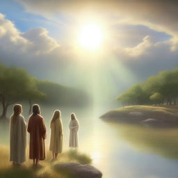 An inspiring and uplifting scene illustrating the grace of God offering salvation to all people