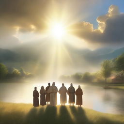 An inspiring and uplifting scene illustrating the grace of God offering salvation to all people