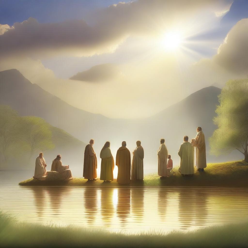 An inspiring and uplifting scene illustrating the grace of God offering salvation to all people