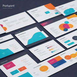 A sleek, modern PowerPoint presentation with vibrant colors, professional graphs, and clean, minimalist slide design.