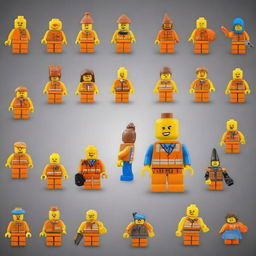 Create an image inspired by The LEGO Movie, featuring Emmet Brickowski, an ordinary Lego minifigure who is mistakenly identified as the most extraordinary person and the key to saving the Lego universe