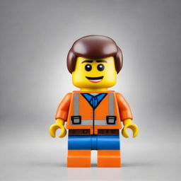 Create an image inspired by The LEGO Movie, featuring Emmet Brickowski, an ordinary Lego minifigure who is mistakenly identified as the most extraordinary person and the key to saving the Lego universe