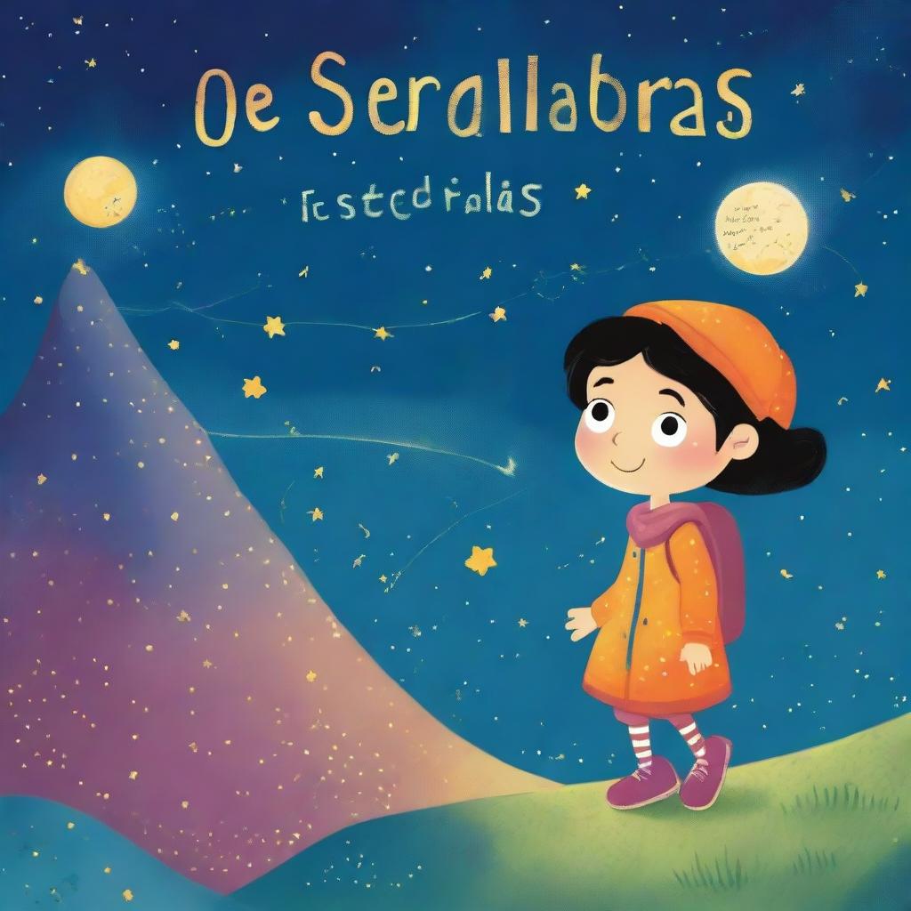 A whimsical book cover titled 'O Segredo das Estrelas Perdidas' for a children's book