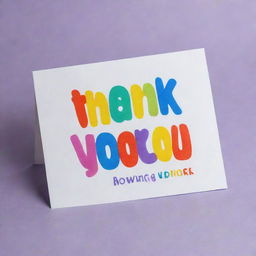 A printable card with 'Thank You' written boldly in rainbow-colored letters signed by 'Lavender_Chicc', designed to express gratitude to customers.