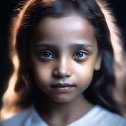 A young girl around 8 years old wearing a white dress