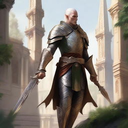 A striking illustration of a tall High Elf warrior