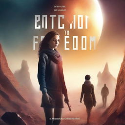 Create a book cover for a science fiction story titled 'Path to Freedom' with the subtitle 'Surviving on the Edge'