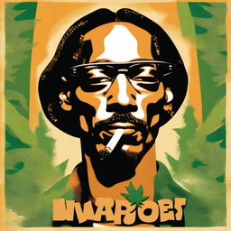 A vintage 1950s poster style featuring Snoop Dogg smoking weed