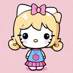 A cute image of Hello Kitty with blond hair