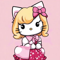 A cute image of Hello Kitty with blond hair