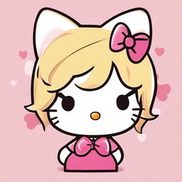 A cute image of Hello Kitty with blond hair