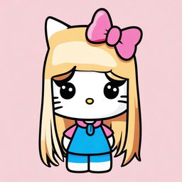 A cute image of Hello Kitty with long straight blonde hair