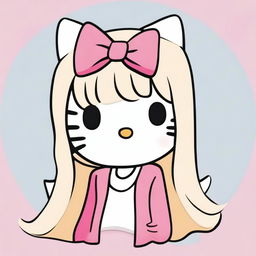 A cute image of Hello Kitty with long straight blonde hair