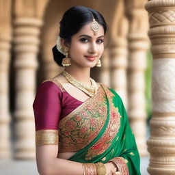 A girl wearing an Indian saree, showcasing traditional attire with elegance