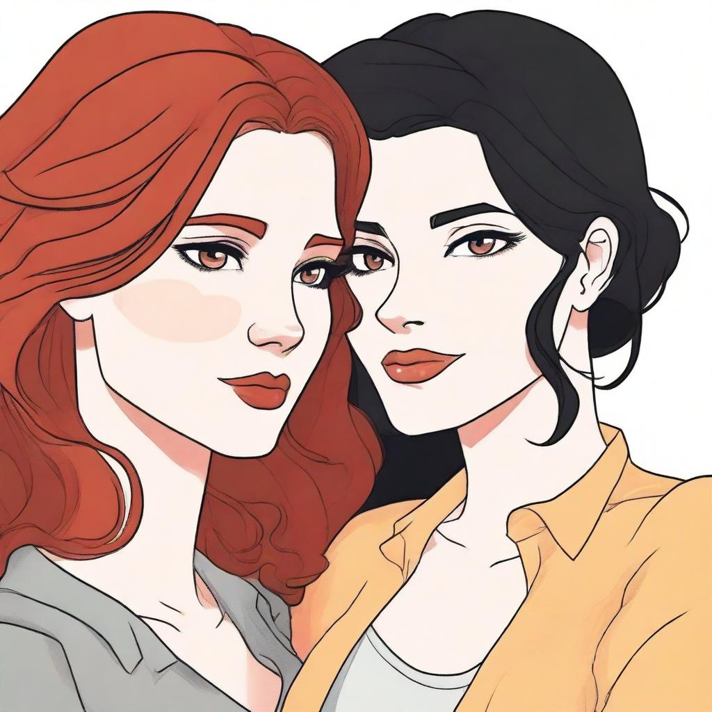 A fanfiction cover illustration featuring a couple of lesbian women