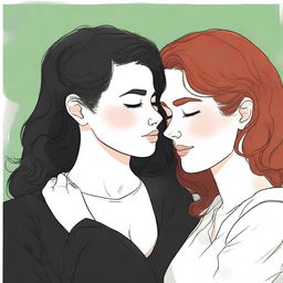 A fanfiction cover illustration featuring a couple of lesbian women