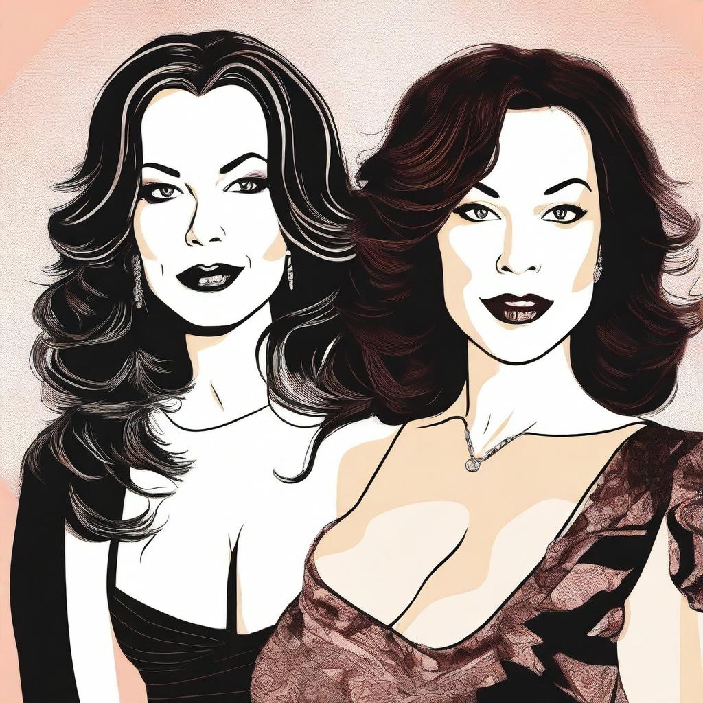 A detailed illustration featuring Jennifer Tilly and Fiona Dourif