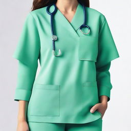 A detailed image of a medical uniform typically worn by healthcare professionals