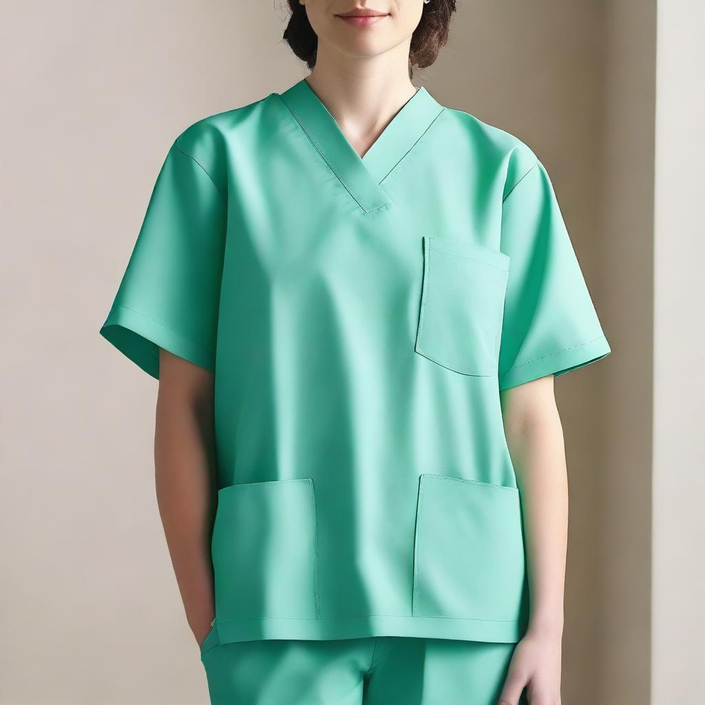 A detailed image of a medical uniform typically worn by healthcare professionals