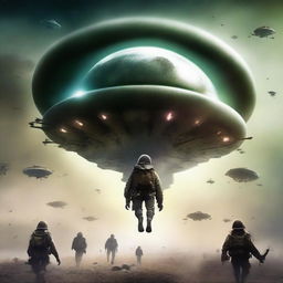 A thrilling book cover for a sci-fi novel featuring an alien abduction of World War 1 soldiers