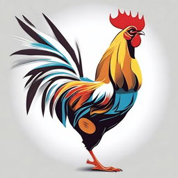 An illustration of a rooster flapping its wings energetically