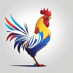 An illustration of a rooster flapping its wings energetically