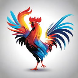 An illustration of a rooster flapping its wings energetically