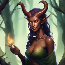 Create an image of a woman tiefling