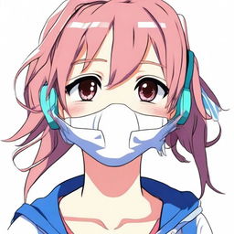 A teenage girl with her mouth duct-taped shut, depicted in a fun and lighthearted anime style