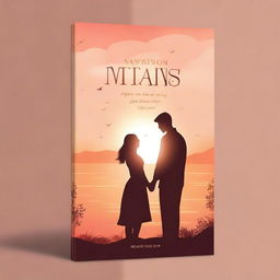 A romantic book cover featuring a beautiful sunset